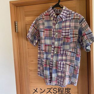 メンズS程度　半袖パッチワークシャツ
