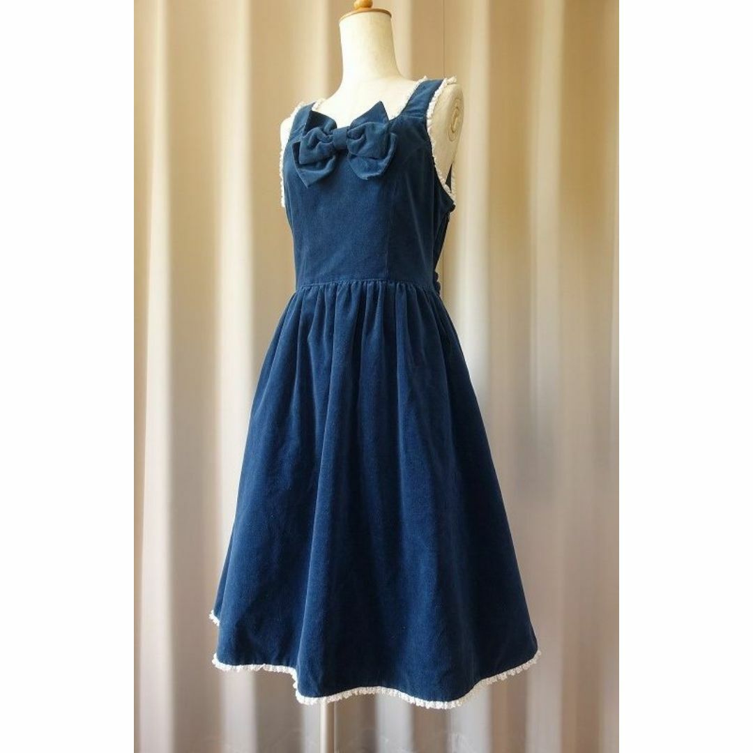 metamorphose temps de fille(メタモルフォーゼタンドゥフィーユ)の2006年作 METAMORPHOSE 別珍リボンJSK  レディースのワンピース(ひざ丈ワンピース)の商品写真