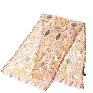 エトロ(ETRO)の良好 ETRO エトロ シルクシフォン ロングスカーフ   ブラウン シルク100％ レディース ペイズリー柄　240001153236(バンダナ/スカーフ)