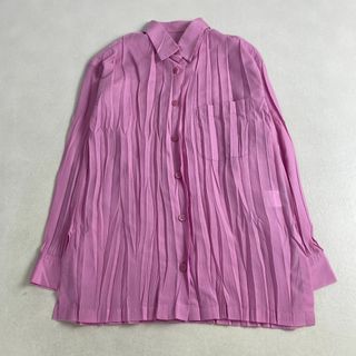 美品　イッセイミヤケ　シャツ　プリーツ　ポリエステル100% ピンク