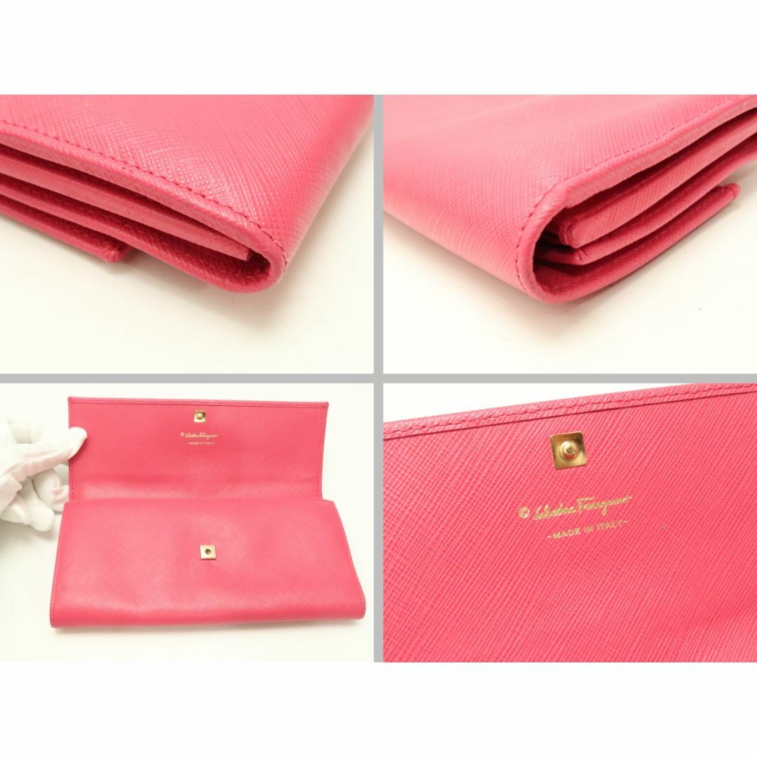 Salvatore Ferragamo(サルヴァトーレフェラガモ)のサルヴァトーレフェラガモ 二つ折り長財布　ピンク色系　レザー　Salvatore Ferragamo　18703301 レディースのファッション小物(財布)の商品写真