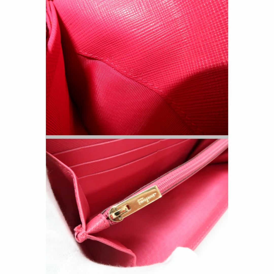 Salvatore Ferragamo(サルヴァトーレフェラガモ)のサルヴァトーレフェラガモ 二つ折り長財布　ピンク色系　レザー　Salvatore Ferragamo　18703301 レディースのファッション小物(財布)の商品写真