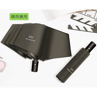 n397【新品】折りたたみ傘 晴雨兼用 UVカット 撥水加工 ブラック メンズ(傘)