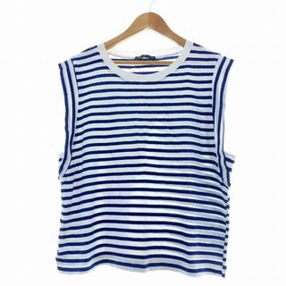 ザラ(ZARA)のザラ ZARA カットソー ノースリーブ クルーネック ボーダー M 紺(カットソー(半袖/袖なし))