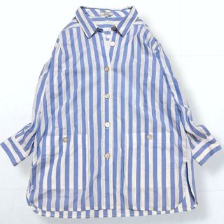 レリアン(leilian)のLeilian ストライプ シャツ ブラウス 青 大きいサイズ 13+(シャツ/ブラウス(長袖/七分))