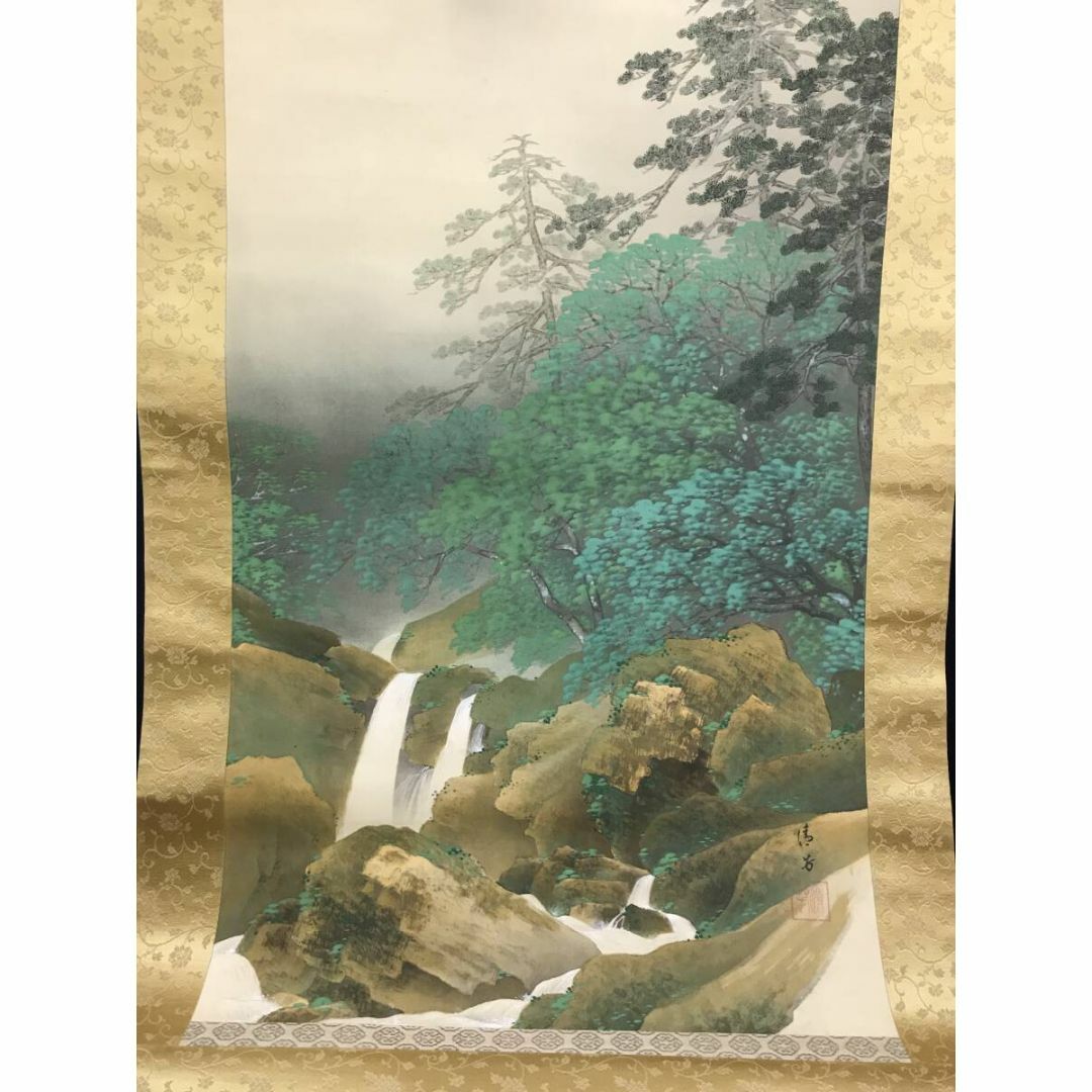 【真作】吉谷清馨/嵐峡春雨図/山水図/嵐山春景図/掛軸/名家伝来/AC-605 春成/渓山雨後図/嵐峡図/掛軸/名家伝来/AA-31