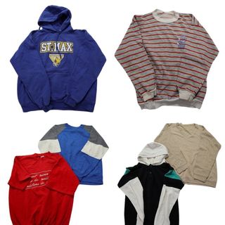 古着卸 まとめ売り オールド スウェット 6枚セット (メンズ Ｓ /Ｍ ) ヘインズ ボーダー 切替 フーディー 中古 古着 NB3446(スウェット)