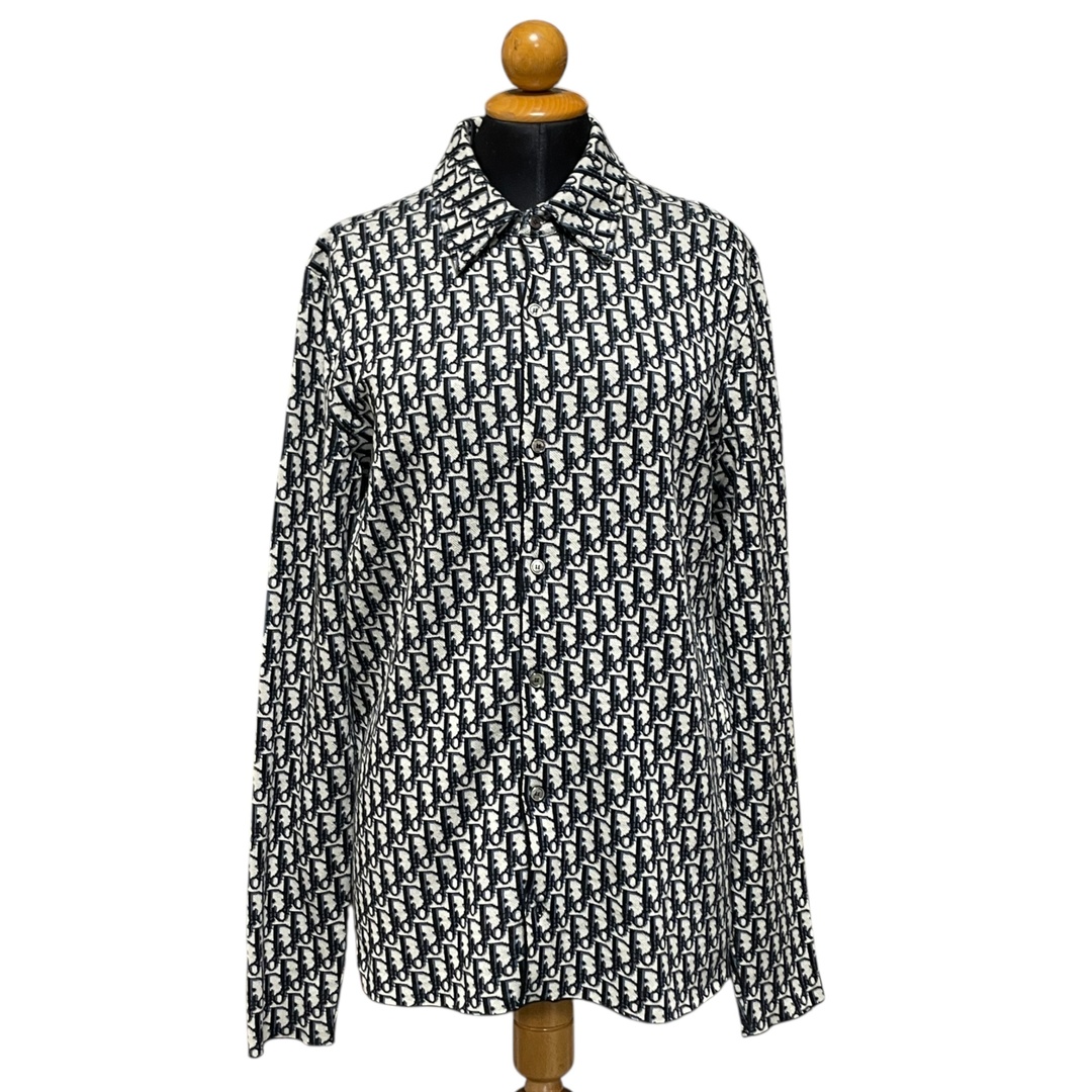 ◆中古品◆ DIOR ディオール オブリーク コットン ニットシャツ ジャガード 長袖  XXS メンズ  023M550AT099 ブラック/ネイビー系 V94498NM メンズのトップス(シャツ)の商品写真
