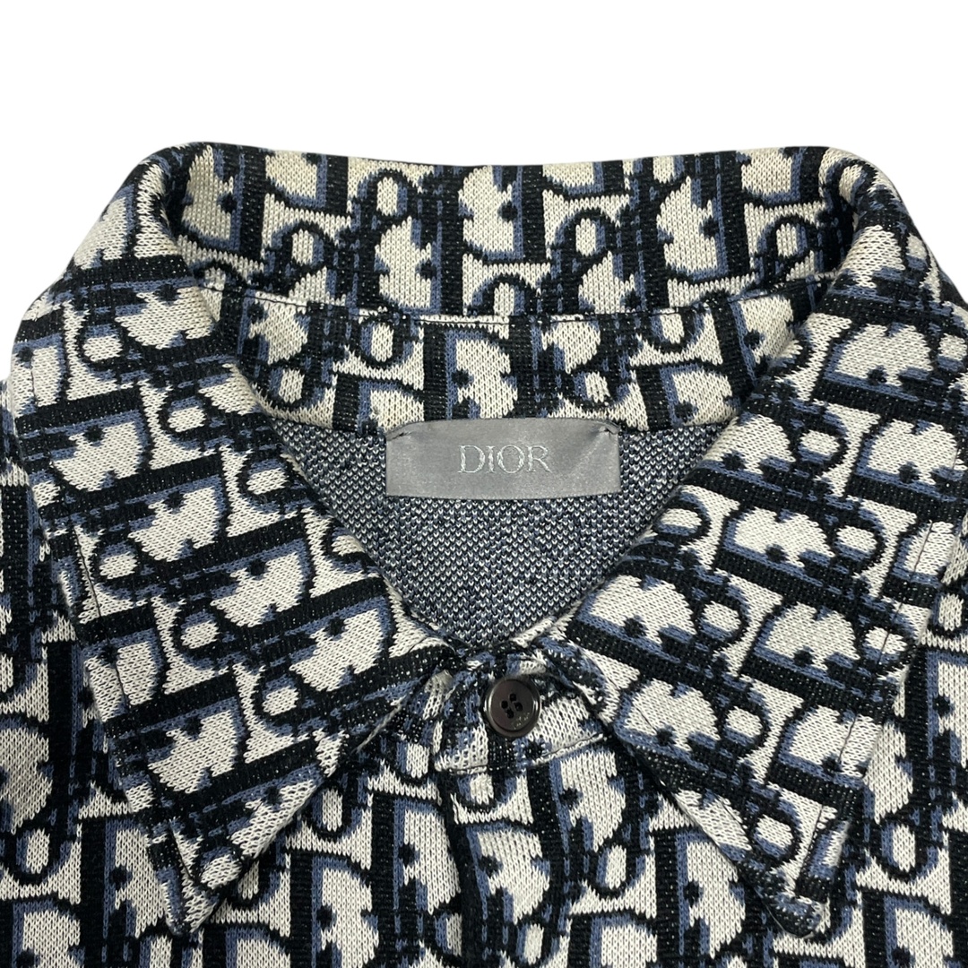 ◆中古品◆ DIOR ディオール オブリーク コットン ニットシャツ ジャガード 長袖  XXS メンズ  023M550AT099 ブラック/ネイビー系 V94498NM メンズのトップス(シャツ)の商品写真