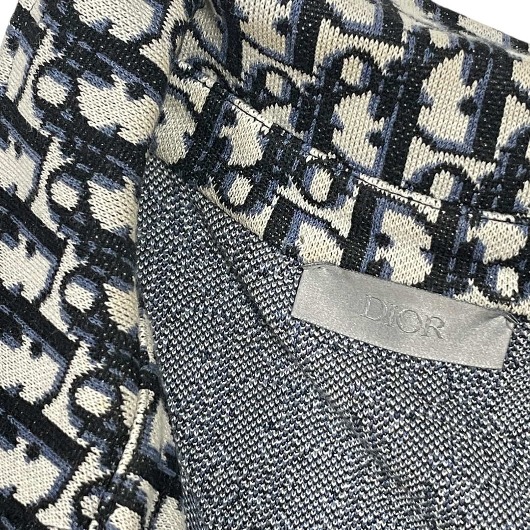◆中古品◆ DIOR ディオール オブリーク コットン ニットシャツ ジャガード 長袖  XXS メンズ  023M550AT099 ブラック/ネイビー系 V94498NM メンズのトップス(シャツ)の商品写真
