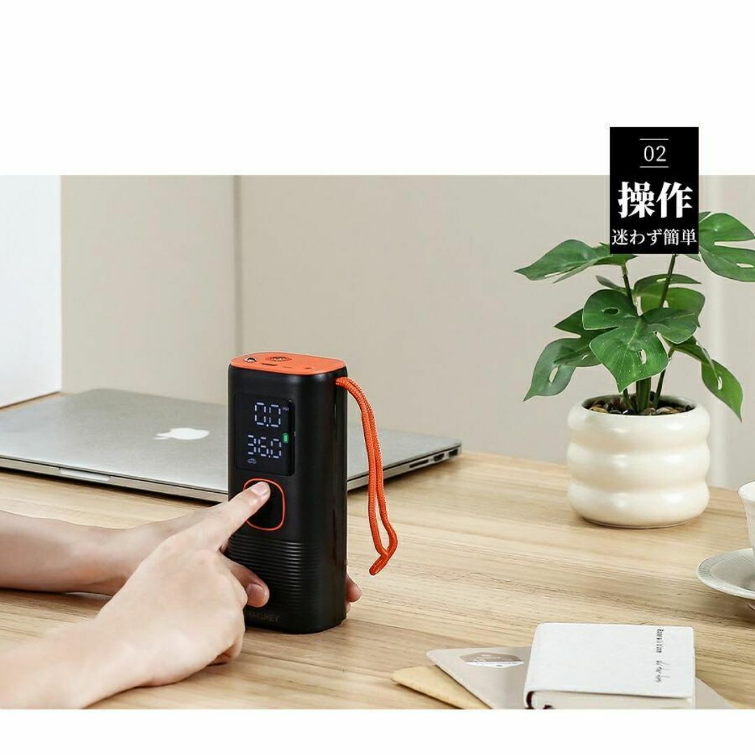 ❤️新品❤️自動停止 電動空気入れ コードレス 空気圧　車、自転車、携帯充電など 自動車/バイクの自動車(メンテナンス用品)の商品写真