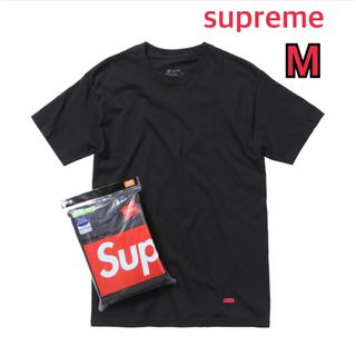 supreme シュプリーム Hanes メンズM Tシャツ ブラック 黒