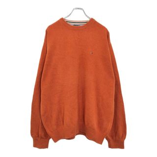 トミーヒルフィガー(TOMMY HILFIGER)のTOMMY HILFIGER トミーヒルフィガー コットンニットセーター オレンジ(メンズ XL)中古 古着 U8167(ニット/セーター)