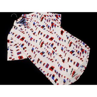 TOMMY HILFIGER - TOMMY HILFIGER トミーヒルフィガー REGULAR FIT 総柄 半袖 シャツ sizeS/白 ■◆ メンズ