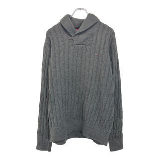 トミーヒルフィガー(TOMMY HILFIGER)のTOMMY HILFIGER トミーヒルフィガー ケーブルニット セーター グレー(メンズ XL)中古 古着 U8172(ニット/セーター)