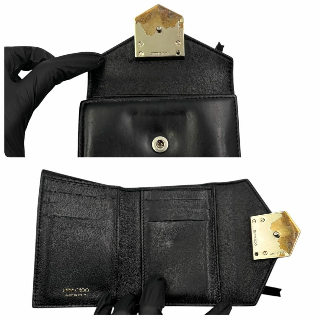 JIMMY CHOO(ジミーチュウ)のJIMMY CHOO ジミーチュウ 三つ折り財布 V金具 男女兼用 I491 レディースのファッション小物(財布)の商品写真