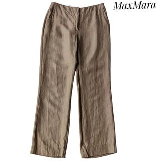 Max Mara - 【MaxMara】リネンワイドストレートパンツ 白タグ 42 ベージュ