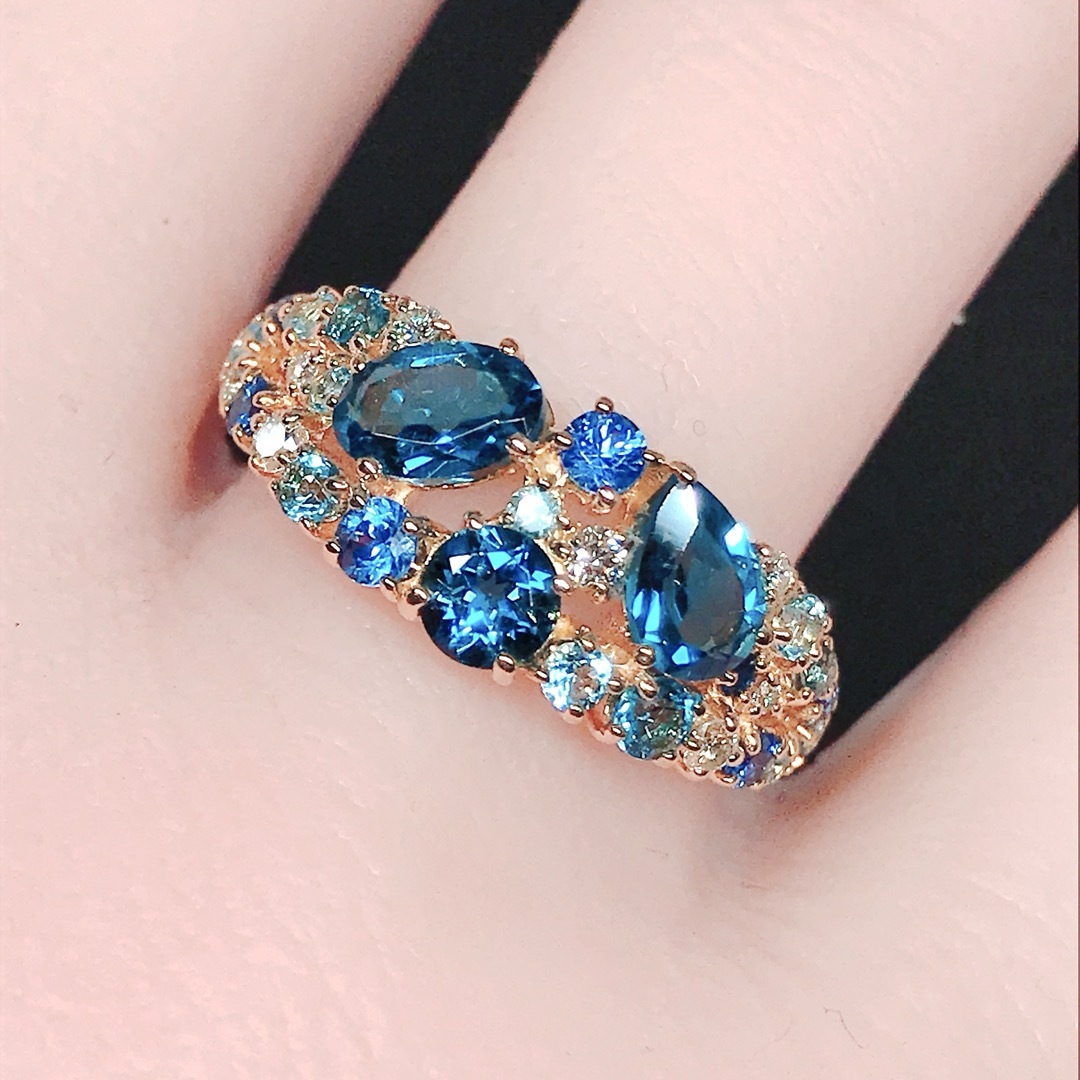 ポンテヴェキオ トルキーノ ブルートパーズ サファイア ダイヤモンド リング レディースのアクセサリー(リング(指輪))の商品写真