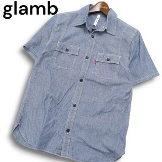 グラム(glamb)のglamb グラム 春夏★ バックプリント ワーク シャンブレー 半袖 シャツ Sz.3 メンズ 日本製(シャツ)