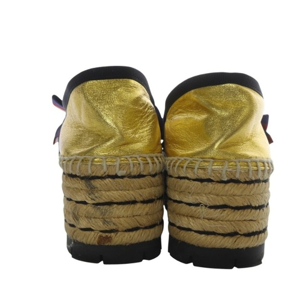 GUCCI グッチ エスパドリーユ ゴールド 4103625Y0199 GUCCI - グッチ スニーカー スリッポン エスパドリーユ 38
