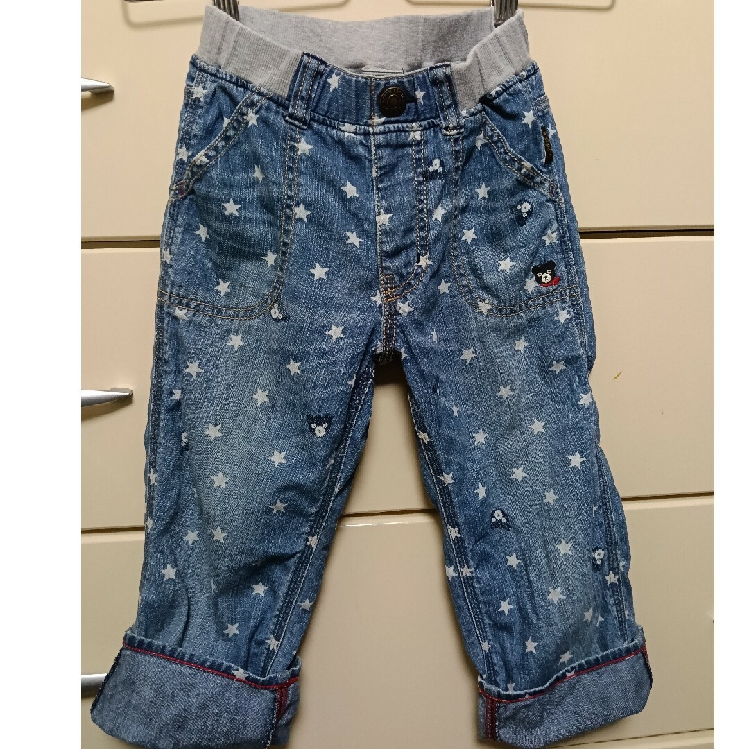 mikihouse(ミキハウス)のミキハウス ダブルビー 星柄 デニムパンツ クロップドパンツ 130 キッズ/ベビー/マタニティのキッズ服男の子用(90cm~)(パンツ/スパッツ)の商品写真