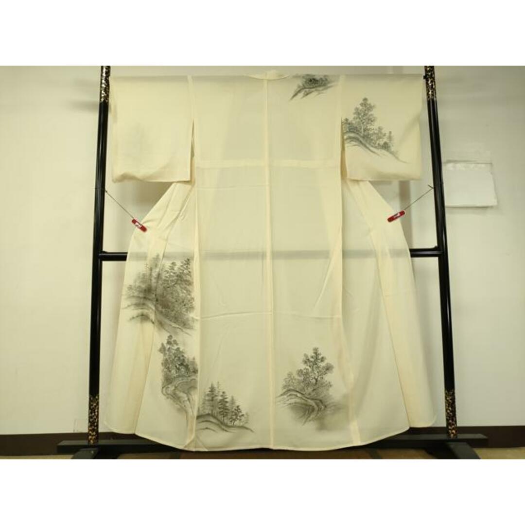 平和屋着物*夏物 訪問着 絽 手描き 風景文 正絹 逸品 CAAU5232vp レディースの水着/浴衣(着物)の商品写真