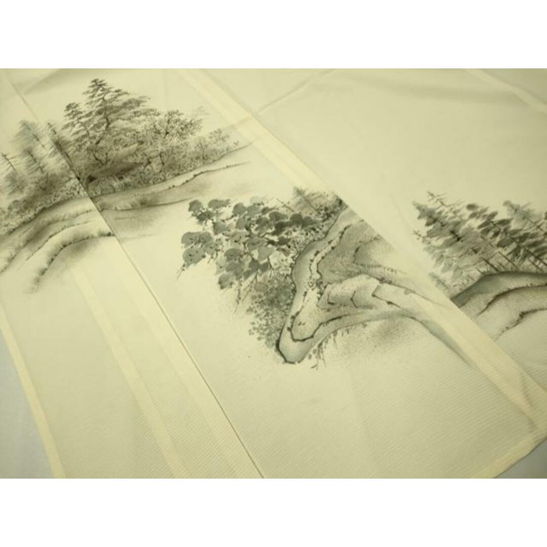 平和屋着物*夏物 訪問着 絽 手描き 風景文 正絹 逸品 CAAU5232vp レディースの水着/浴衣(着物)の商品写真