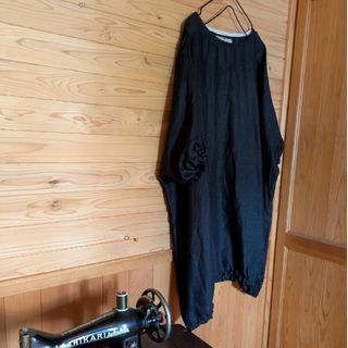 8　黒リネンすずらんチュニック(チュニック)
