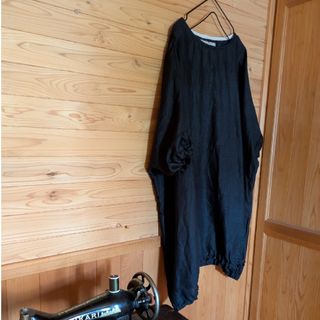 9黒リネンすずらんチュニック(チュニック)