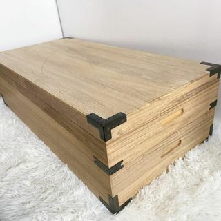 衣装箱 2段 和服収納 桐箱 蓋つき 衣装ケース 桐ケース 着物【中古品】★(ケース/ボックス)