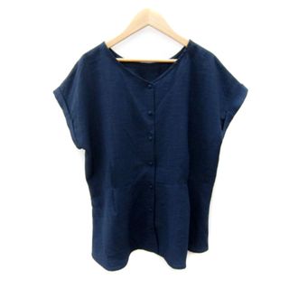 アーヴェヴェ(a.v.v)のアー・ヴェ･ヴェ ミッシェルクラン ブラウス カットソー 半袖 XL ネイビー(シャツ/ブラウス(半袖/袖なし))