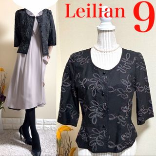 leilian - Leilian レリアン　ドットリボン　コットン　サマージャケット　黒　9 M