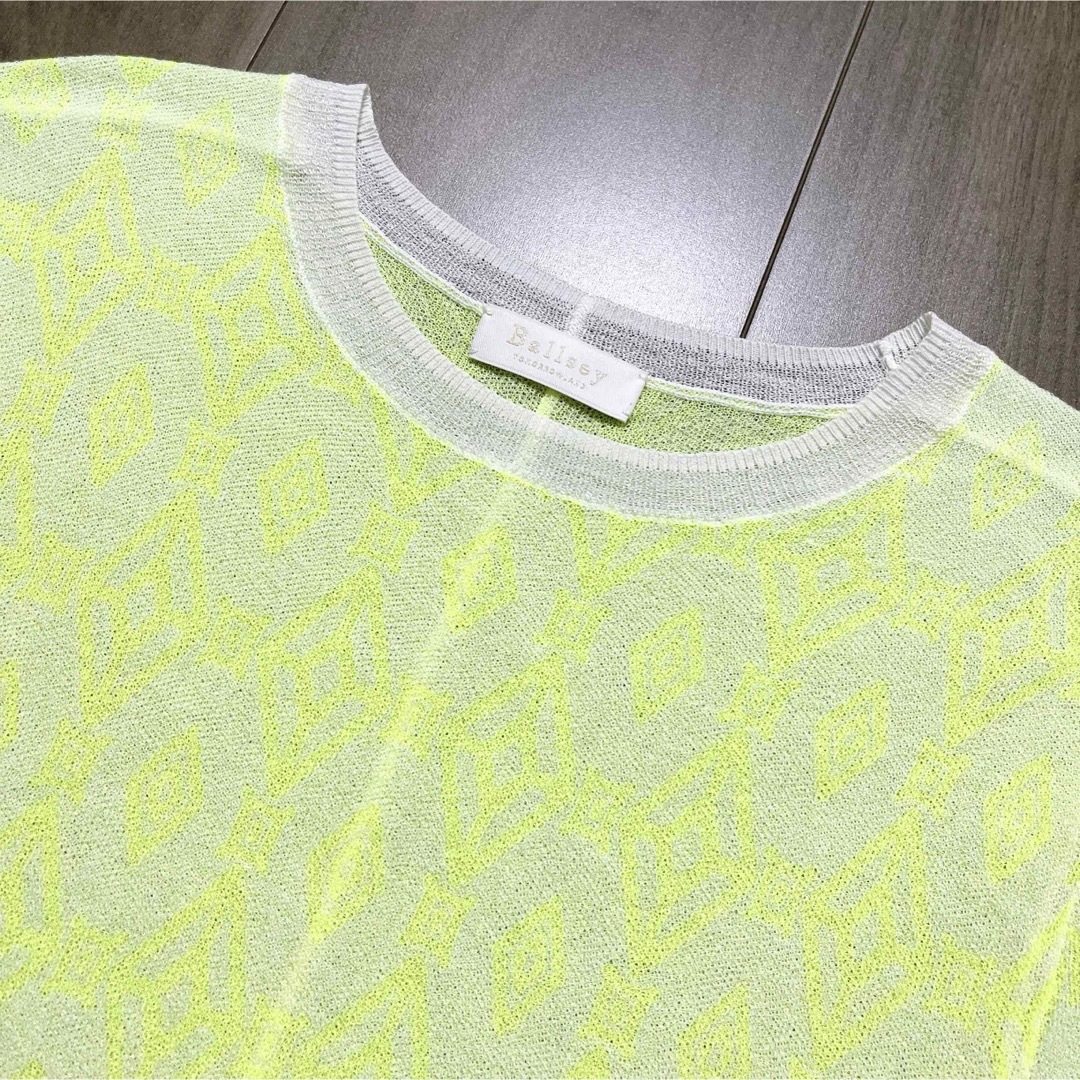Ballsey(ボールジィ)のボールジィ【美品】コットンナイロンジャガード クルーネックプルオーバー 9号 レディースのトップス(カットソー(半袖/袖なし))の商品写真