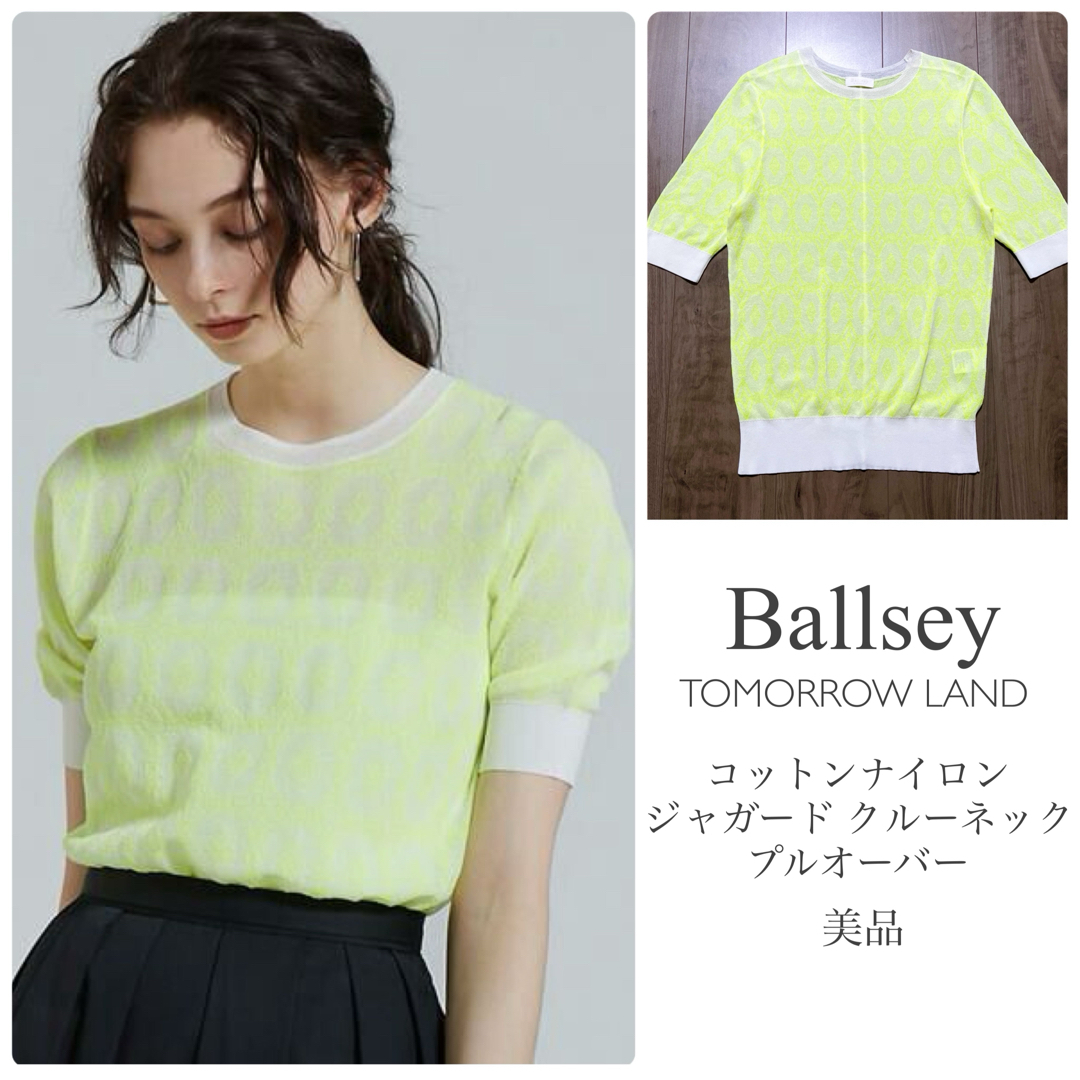 Ballsey(ボールジィ)のボールジィ【美品】コットンナイロンジャガード クルーネックプルオーバー 9号 レディースのトップス(カットソー(半袖/袖なし))の商品写真