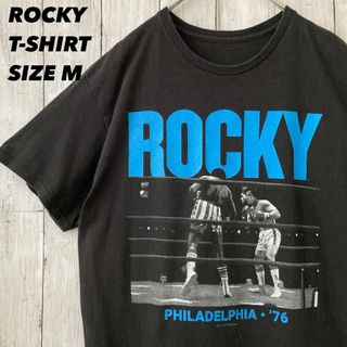 映画ムービーTシャツ古着　ROCKY ロッキープリントTシャツ M 黒 ブラック(Tシャツ/カットソー(半袖/袖なし))