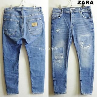 ザラ(ZARA)のZARA MAN　ハイライズスキニーデニム　W87cm　ストレッチ　リメイク加工(デニム/ジーンズ)