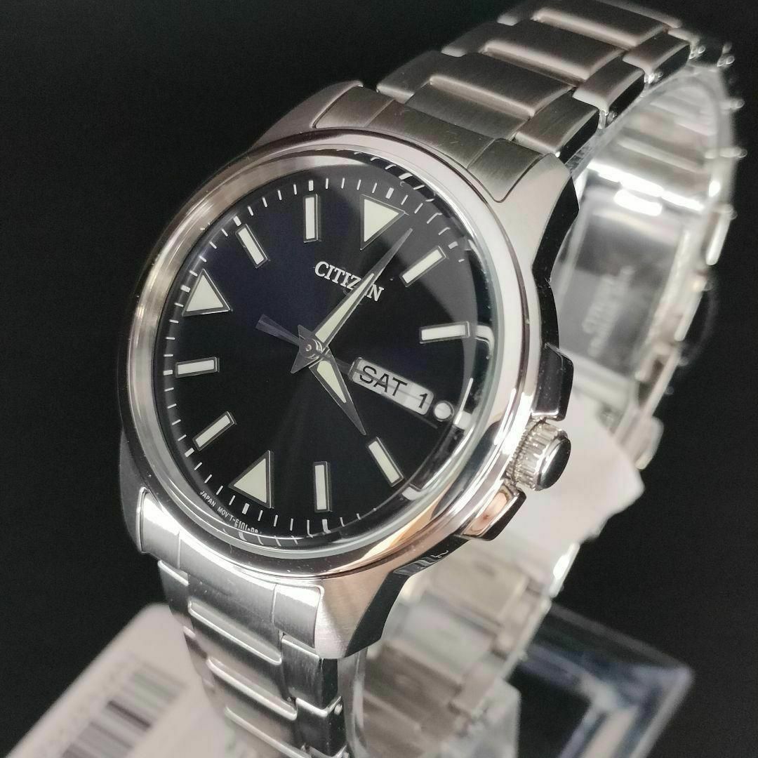 美品　CITIZEN　シチズン　ブラック　シルバー　クロノ　ソーラー　腕時計 CITIZEN - 美品 CITIZEN シチズン ブラック シルバー ソーラー