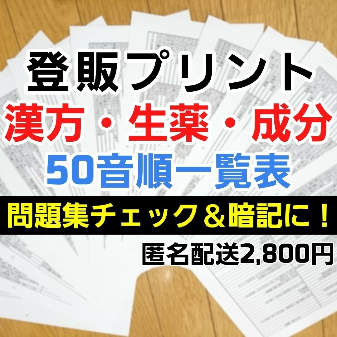 50音順一覧表【登録販売者テキスト】ラクマ匿名配送2,800円 テキスト エンタメ/ホビーの本(語学/参考書)の商品写真