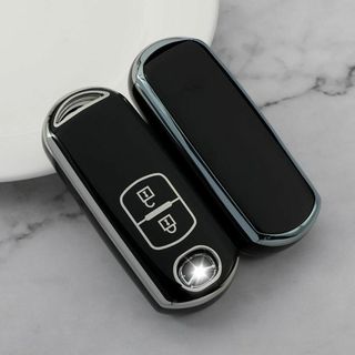 マツダ スマートキーケース TPU キーカバー CX-5/3 デミオ 黒2(車内アクセサリ)