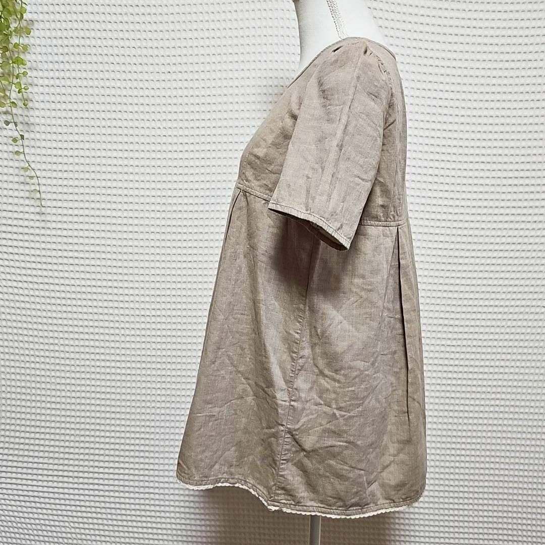 グレー 半袖チュニック Lサイズ レディースのトップス(チュニック)の商品写真