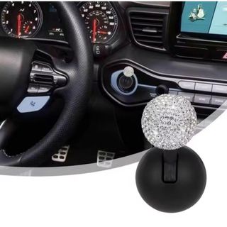 62 スイッチボールレバー エンジンプッシュ スターターボタン スワロフスキー風(車内アクセサリ)