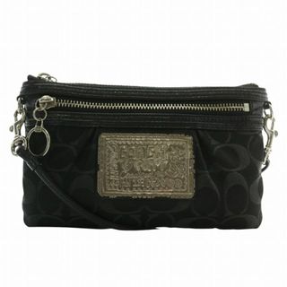 コーチ(COACH)のコーチ ポピー ショルダーバッグ キャンバス レザー シグネチャー 総柄 黒(ショルダーバッグ)