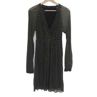 ビーシービージーマックスアズリア(BCBGMAXAZRIA)のBCBGMAXAZRIA(ビーシービージーマックスアズリア) ワンピース サイズM レディース - 黒×アイボリー 長袖/ひざ丈/ドット柄/メッシュ(その他)