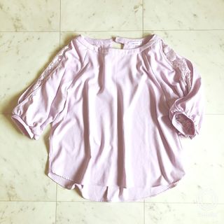 JEANASIS - 極美品 JEANASiS ジーナシス 7分袖 袖レース 薄紫 後ろ長め F