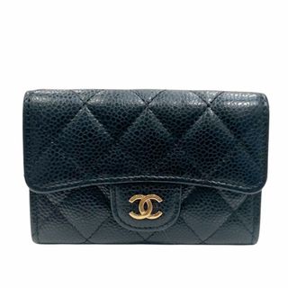 シャネル(CHANEL)のCHANEL　シャネル　タイムレスクラシック　カードケース　AP0214　キャビアスキン　ブラック　黒　ゴールド　名刺入れ　カード入れ　小物入れ　小物　ファッション雑貨　レディース　メンズ　ユニセックス 【ブランドギャラリー東心斎橋店】(名刺入れ/定期入れ)