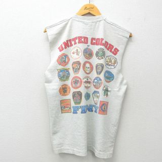フルーツオブザルーム(FRUIT OF THE LOOM)のL★古着 フルーツオブザルーム ノースリーブ ビンテージ Tシャツ メンズ 00年代 00s 消防署 クルーネック 薄グレー 霜降り 25jul18 中古(タンクトップ)
