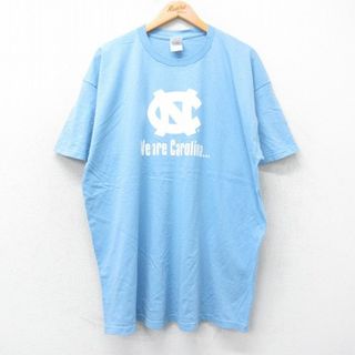 フルーツオブザルーム(FRUIT OF THE LOOM)のXL★古着 フルーツオブザルーム 半袖 ビンテージ Tシャツ メンズ 00年代 00s ノースカロライナ 大きいサイズ ロング丈 コットン クルーネック 薄紺 ネイビー 25jul18 中古(Tシャツ/カットソー(半袖/袖なし))