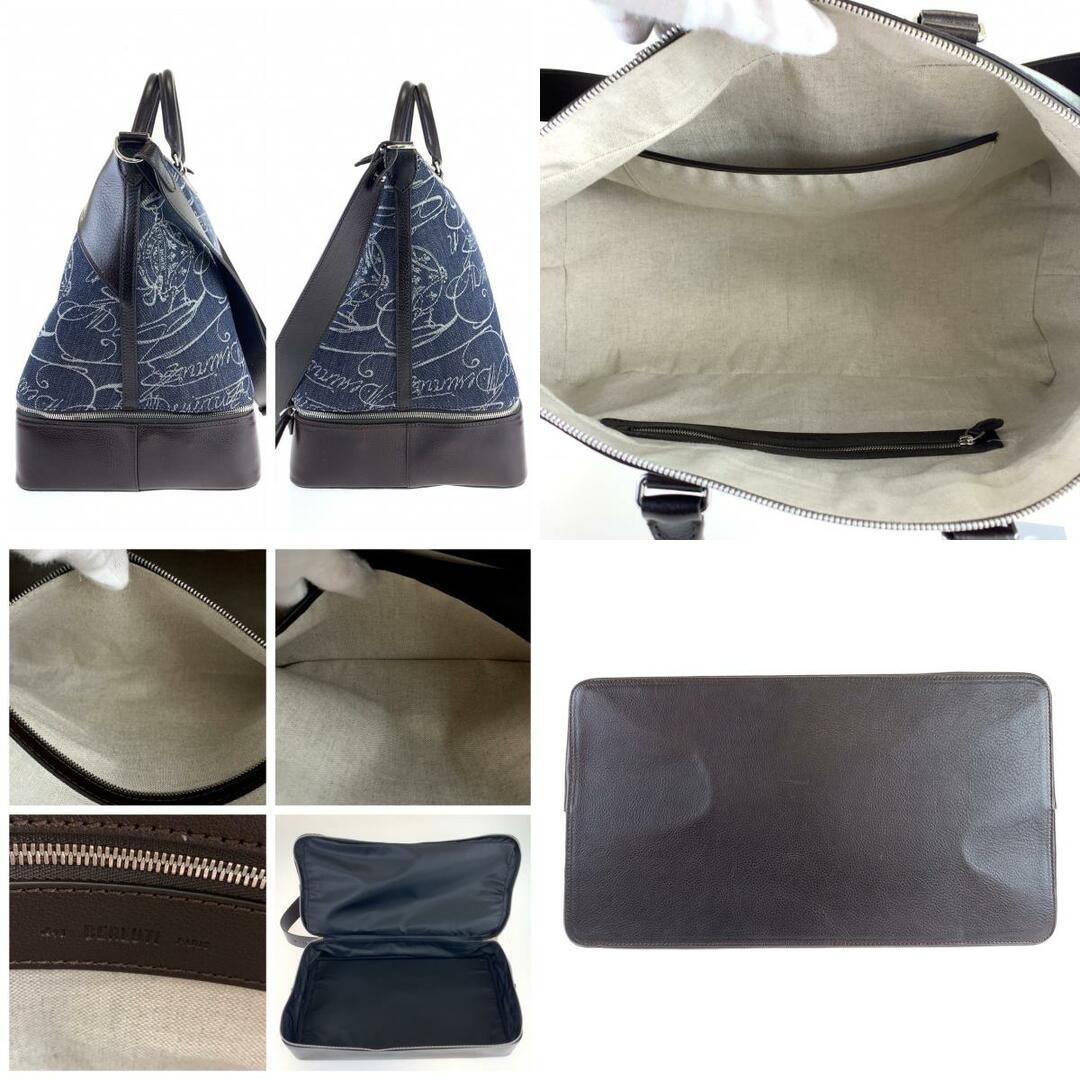 BERLUTI(ベルルッティ)の超美品 Berluti ベルルッティ ヴィアッジョ デニム ネイビー ブラウン レザー /デニム ボストンバッグ ショルダーバッグ 2way メンズ 504507 【中古】 メンズのバッグ(ボストンバッグ)の商品写真