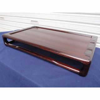 新品♪ 巾54cm 花梨 無垢 だるま型 平花台 飾り台 香炉台 盆栽台 漆塗り(置物)