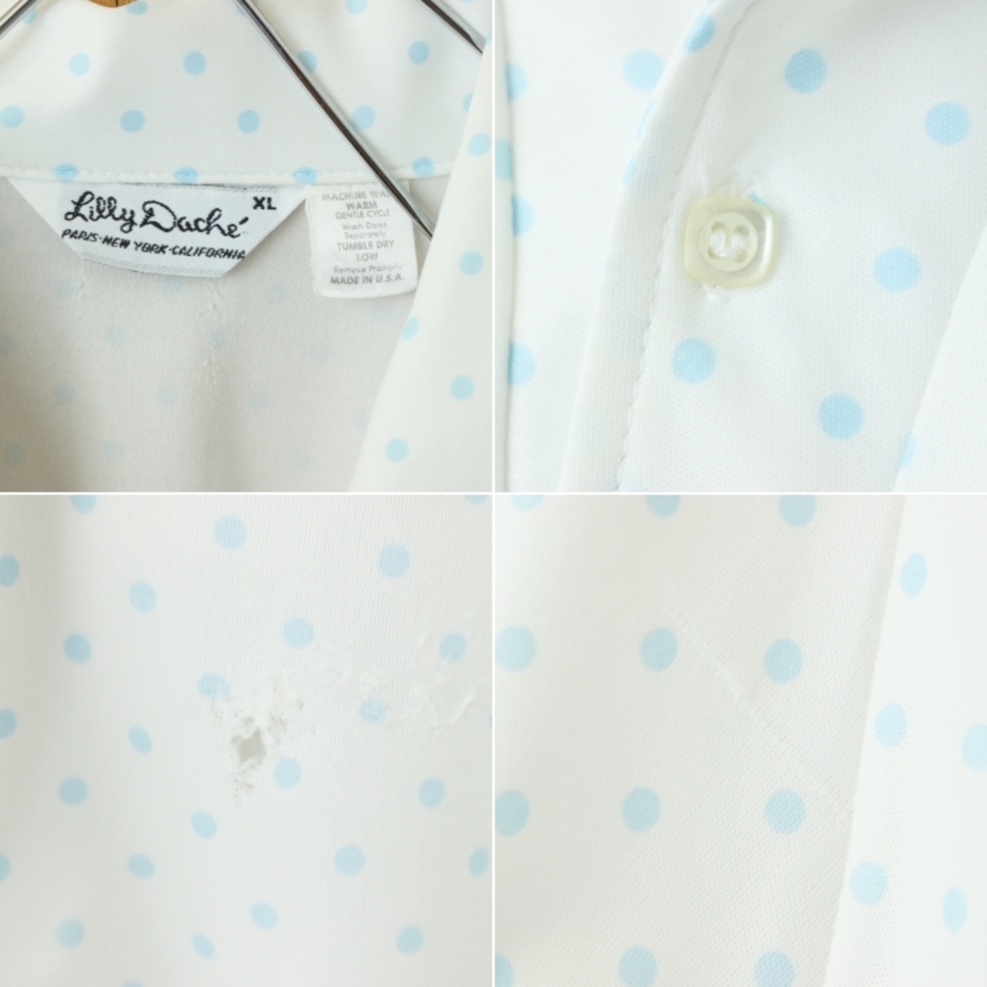 USA製 Lilly Dacheドットポロシャツ XL ホワイト半袖 ss205 メンズのトップス(ポロシャツ)の商品写真